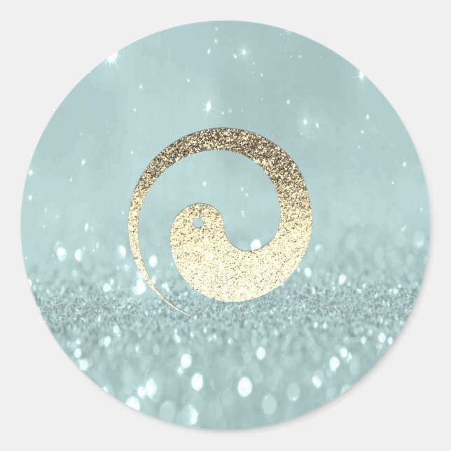 Ying Yang Symbol Balance Teal Gold Pace Spiritual Classic Round Sticker (Front)