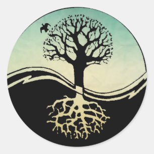 Ying Yang Tree of Life Classic Round Sticker