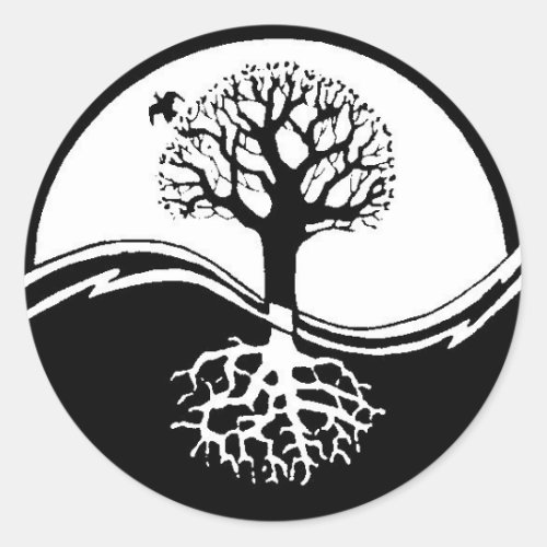 Ying Yang Trees Classic Round Sticker