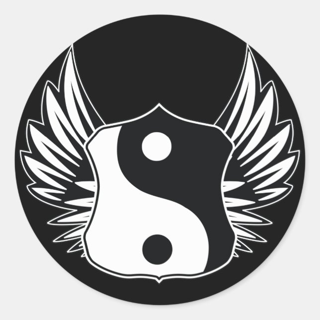 Ying Yang Wings Classic Round Sticker (Front)