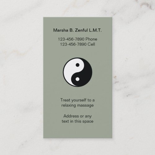 Ying Yang Zen Massage Business Card