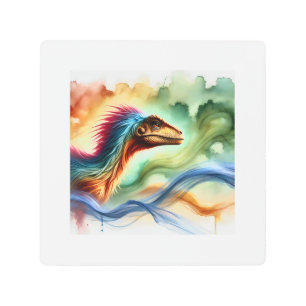 Yinlong Dinosaur 110924AREF107 - Watercolor Metal Print