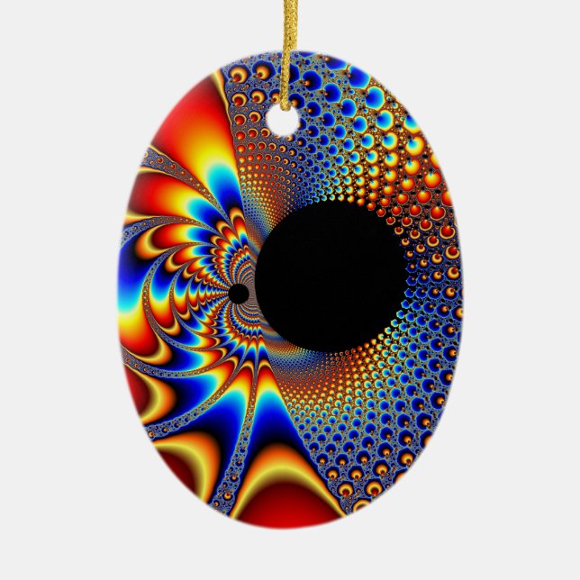 YinYang BigBang Christmas Fractal Ceramic Ornament (Front)