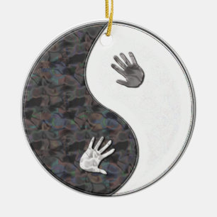 yinyang hands ceramic ornament