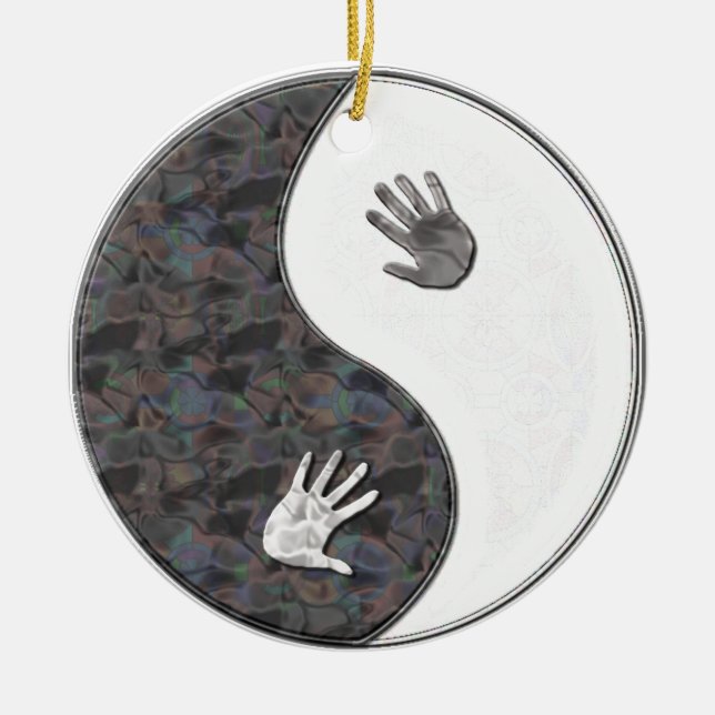 yinyang hands ceramic ornament (Front)