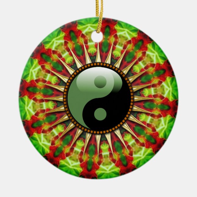 YinYang Mexican Sun flower Ceramic Ornament (Front)