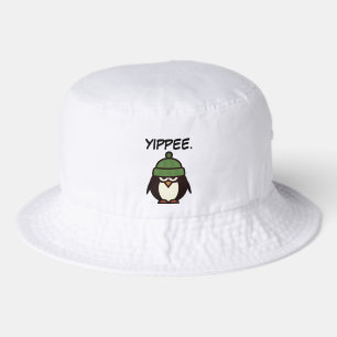 Yippee funny sarcastic penguin cartoon cool bucket hat