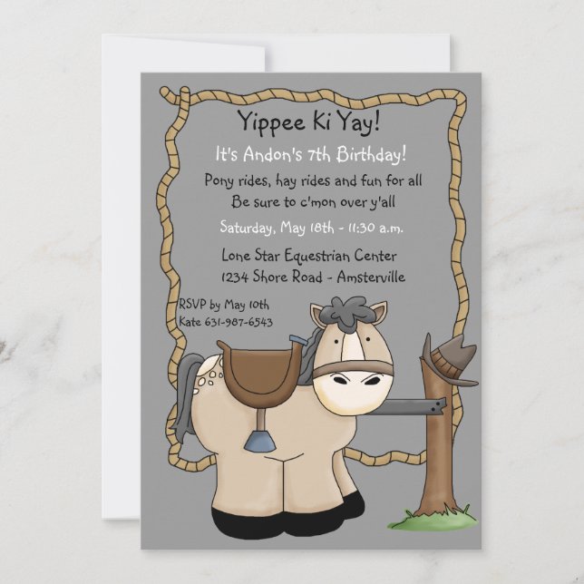 Yippee Ki Yay Birthday Party Invitation (Front)