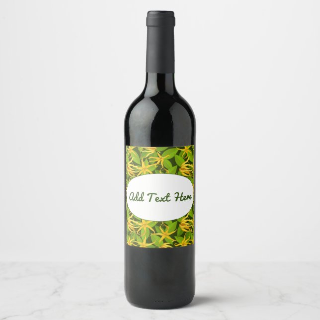 Ylang Ylang Exotic Scented Flowers Wine Label (Front)
