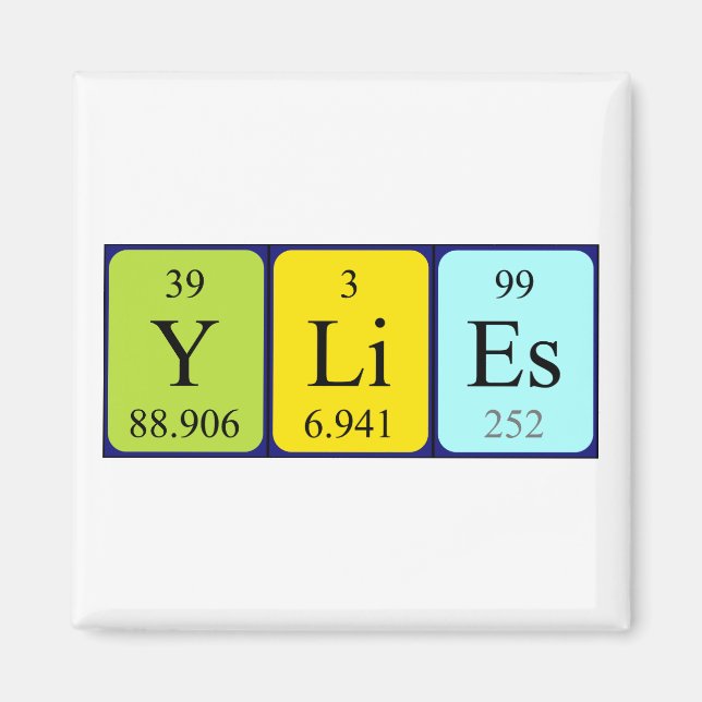 Ylies periodic table name magnet (Front)