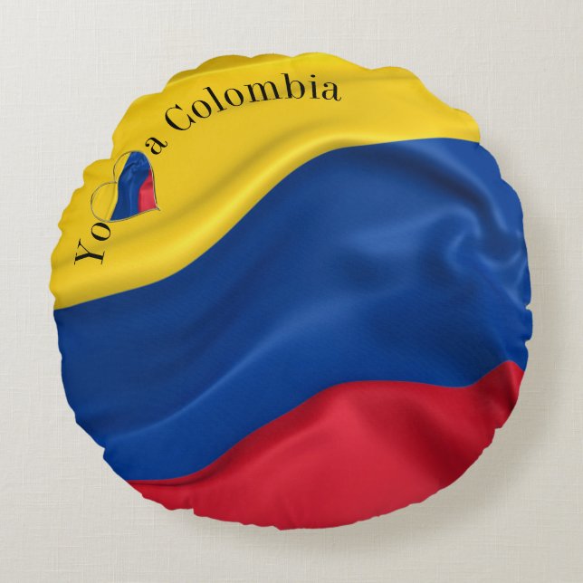 Yo Amo A Colombia Flag  Round Pillow (Front)