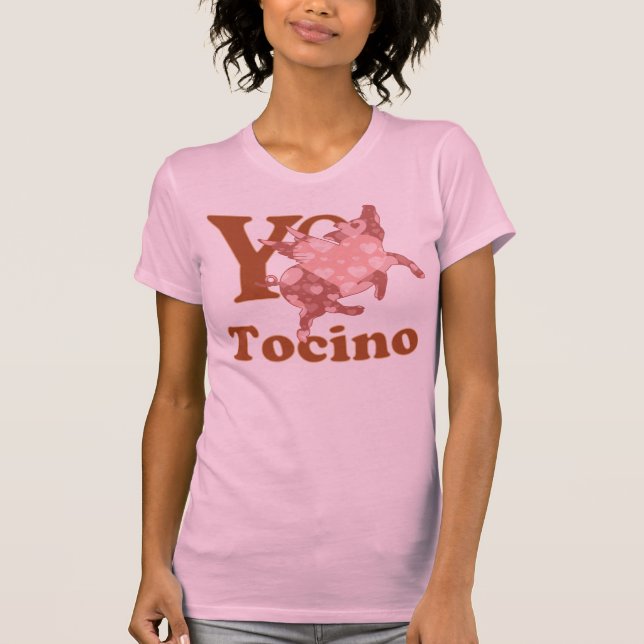 Yo Amo Tocino spanish I LOVE BACON flying pig T-Shirt (Front)