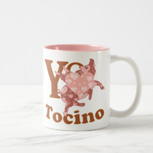 Yo Amo Tocino spanish I LOVE BACON flying pig Two-Tone Coffee Mug