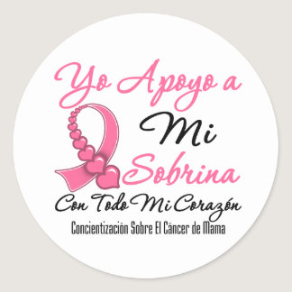 Yo Apoyo a Mi Sobrina  - Cáncer de Mama Classic Round Sticker