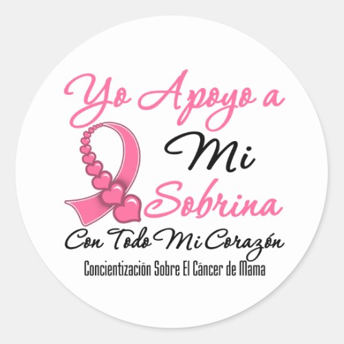 Yo Apoyo a Mi Sobrina  _ Cncer de Mama Classic Round Sticker