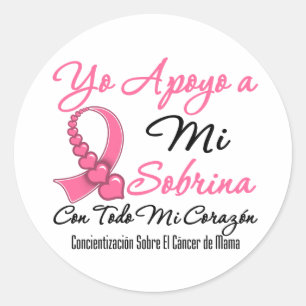 Yo Apoyo a Mi Sobrina  - Cáncer de Mama Classic Round Sticker