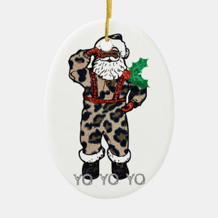 yo black santa ceramic ornament