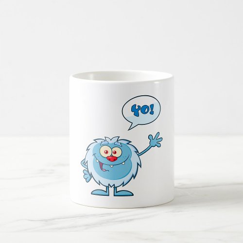 Yo Blue Monster Waving Coffee Mug
