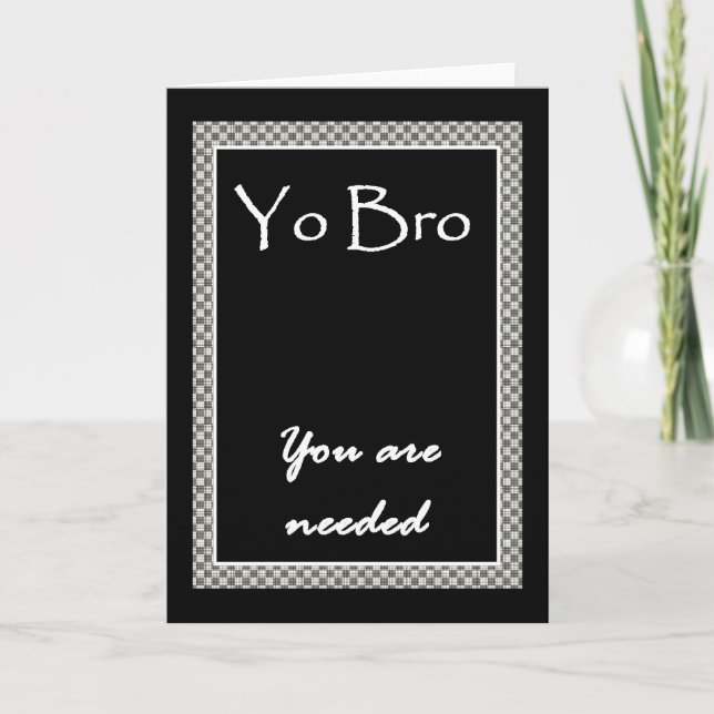 YO BRO Invitation  with Checkerboard Border (Front)