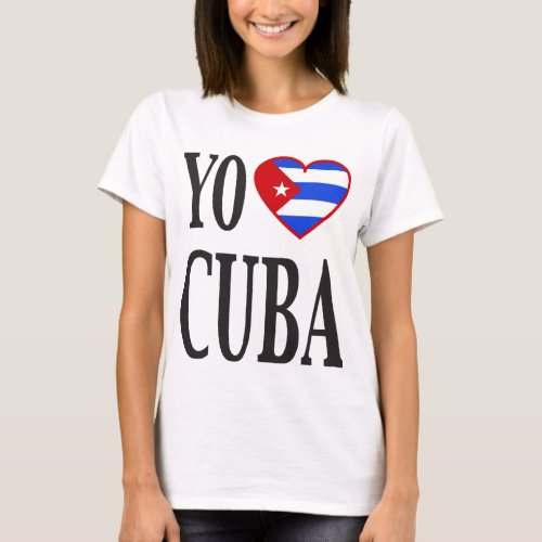 Yo Heart Cuba I Love Cuba with Cuban Flag Heart T_Shirt