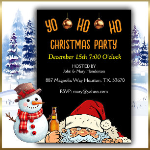 Yo Ho Ho Drinking Santa Christmas Party Invitation