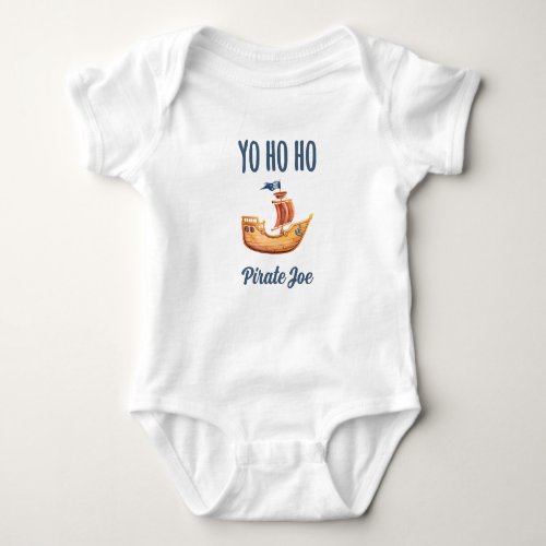 Yo Ho Ho Personalized Pirate Ship Baby Bodysuit