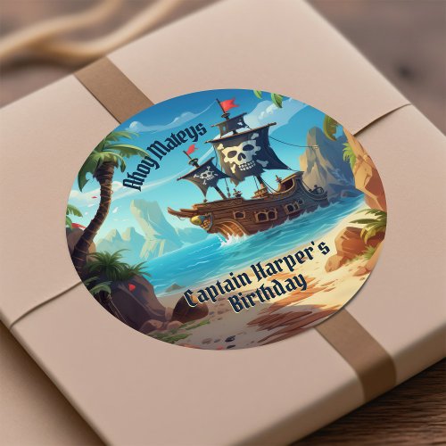 Yo Ho Ho Pirate Boys Paradise Island Birthday Classic Round Sticker