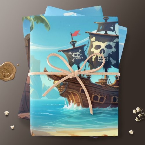 Yo Ho Ho Pirate Paradise Island Birthday  Wrapping Paper Sheets