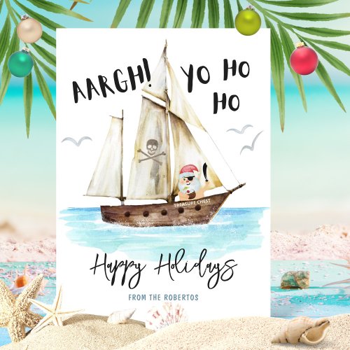 Yo Ho Ho Pirate Santa Christmas  Holiday Card
