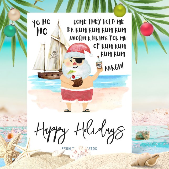 Yo Ho Ho Pirate Santa Rum Beach Christmas  Holiday Card (Creator Uploaded)