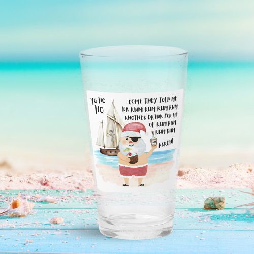 Yo Ho Ho Pirate Santa Rum Christmas Bar Glass