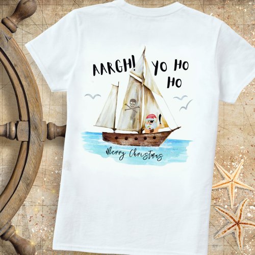 Yo Ho Ho Pirate Santa Ship Merry Christmas T_Shirt