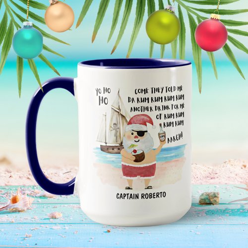 Yo Ho Ho Pirate Santa Ship Rum Christmas Mug