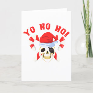 Yo Ho Ho Pirate Santa Skull Christmas Holiday Card
