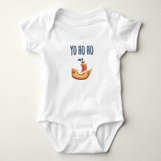 Yo Ho Ho Pirate Ship Baby Bodysuit (Front)