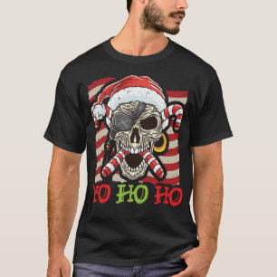 Yo Ho Ho Pirate Skull And Crossbones Santa Claus C T-Shirt