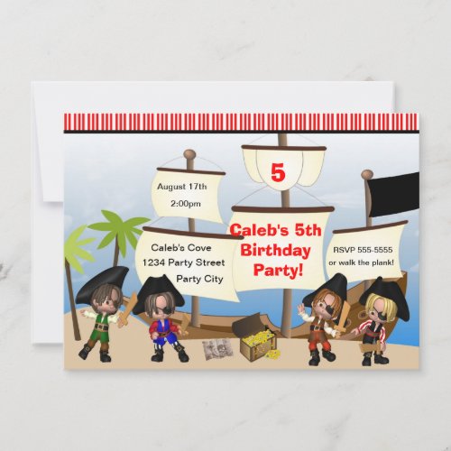 Yo Ho Ho Pirates  Ship Birthday Party Invitation