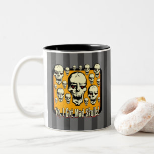 Yo I Got Mad Skulls Frame Gfx Gray Stripes Two-Tone Coffee Mug