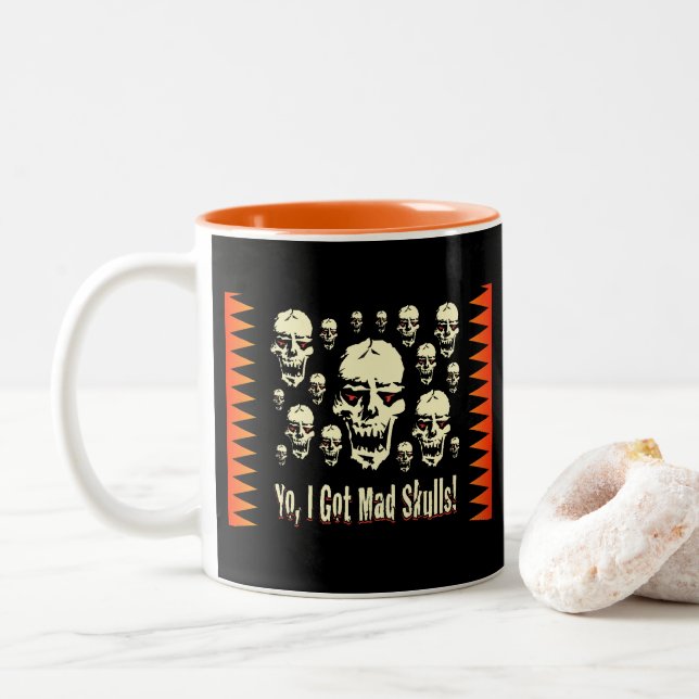 Yo I Got Mad Skulls Gfx BG-01 Two-Tone Coffee Mug (With Donut)