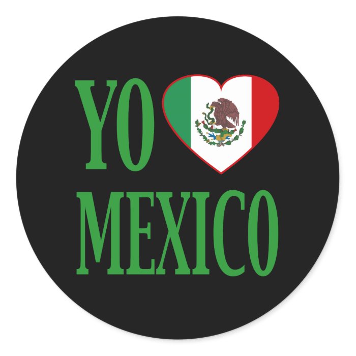Yo Love Mexico (I love Mexico) with Flag Heart Round Sticker