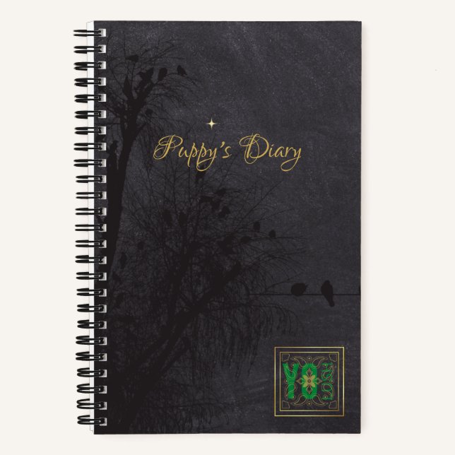YO LUSH logo fan Black Puppy Diary Notebook (Front)
