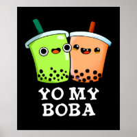 Yo My Boba Funny Boba Tea Pun Dark BG
