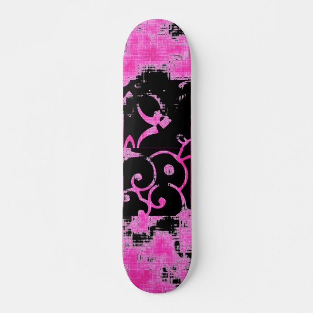 Yo Pink Grunge Skateboard Deck (Front)
