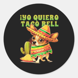 Yo Quiero Taco Chihuahua Dog Vintage Funny Bell Classic Round Sticker