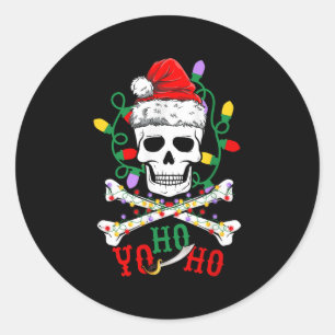 Yo S Ho Rate Boat Cruise Xmas Skull Crossbones Chr Classic Round Sticker