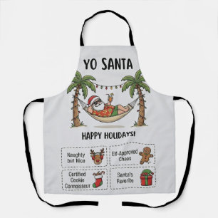 Yo Santa Funny Summer Christmas Tropical Holiday Apron