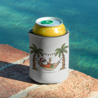 Yo Santa Funny Summer Christmas Tropical Holiday Can Cooler