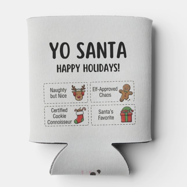 Yo Santa Funny Summer Christmas Tropical Holiday Can Cooler (Back)