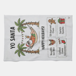 Yo Santa Funny Summer Christmas Tropical Holiday Kitchen Towel