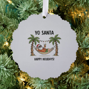 Yo Santa Funny Summer Christmas Tropical Holiday Ornament Card